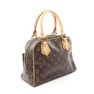Louis Vuitton Canvas Leather Handbag Manhattan Monogram Brown
